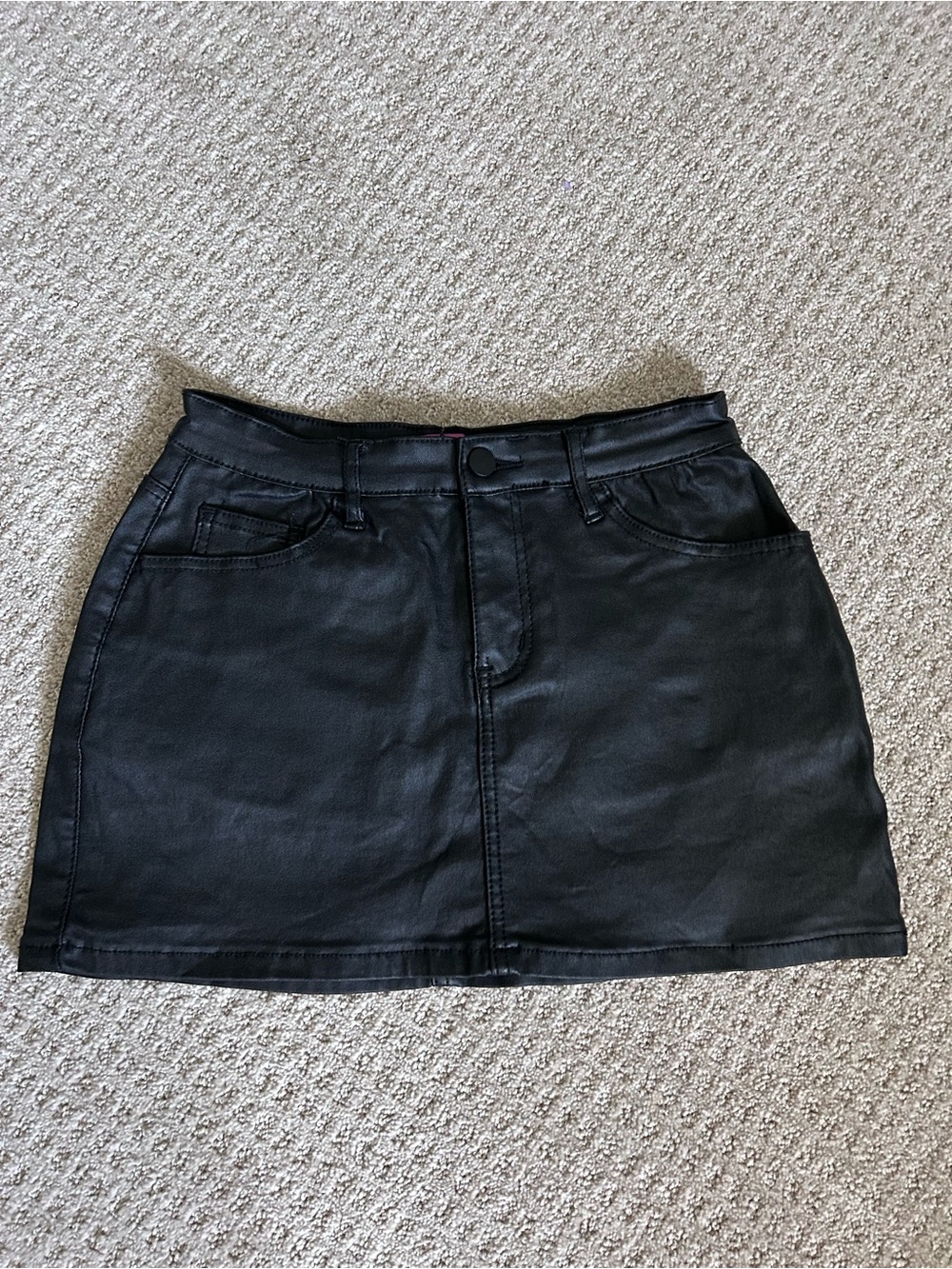 Edikted Faux Leather Mini Skirt Black Size Small